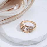 Awesome Luxury Geometric Hexagon Rolled 14K Rose Gold AAA Zircon Diamonds Hollow Rings For Women Fine Jewelry Gift
