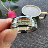Outstanding Wood Meteorite Inlay 8MM Popular Men Women Tungsten Carbide Comfort Fit Wedding Bands Rings