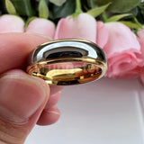 High Polished 6mm 8mm Tungsten Marriage Two Tone Comfort Fit Wedding Bands For Men, Women - Trendy Fashion Jewelry