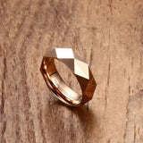Super Rhombic Section Gold, Silver, Rose Gold Color High Polished 6mm Men Women Tungsten Carbide Ring Wedding Bands