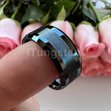 Popular Beveled Center Brushed and Polished 10mm Large Ring Men's Tungsten Engagement Comfortable Fit Ring