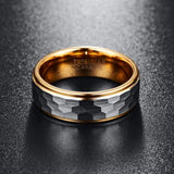 Splendid Hammered Finish Gold Plating Edge Men's 8mm Tungsten Carbide Ring Wedding Band