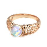 New Arrival Luxury Fashion Texture Gradient Moonstone Filled 14K Rose Gold Fashion Fine Jewelry Rings