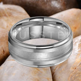 Tungsten Blank Core 3/4MM Groove Stepped Polished 10MM  Comfort Fit Rings and Wedding Bands for Men and Women