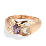 Luxury Purple Oval Filled 14K Rose Gold AAA Zircon Crystals Rings For Women, Bridal Fine Jewelry Trendy Rings