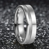 Customized Inlay, 1.5mm Offset Groove Pipe Cut Matte 6MM Gold/Silver Tone Tungsten Blank Core Comfort Fit Rings