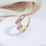 New Design Luxury Square AAA Cubic Zircon Diamonds Rolled Rose Gold of 14-Karat Purity Fine Jewelry Rings For Women