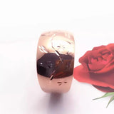 New Arrival 14K Filled Rose Gold Engraved Small Flower Glossy Shiny Wide Rings for Women - Banquet Jewelry