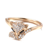 Amazing 14K Rolled Rose Gold Cute AAA+ Zircon Diamonds Full Paved Fox Rings For Women Party Fashion Gifts
