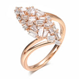 Vintage Style Geometric Full Square AAA Zircon Diamonds 14K Rolled Rose Gold Rings for Women Fashion Wedding Jewelry