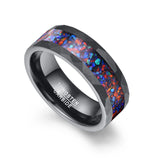 Amazing 8mm Blue Opal Plated Black Tungsten Carbide Rings - Wedding, Daily Jewelry