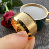 Beveled Edges Matte Finish Gold/Black Tone 10mm Tungsten Carbide Rings for Men Women Fashion Engagement Wedding Band