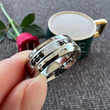 New Black CZ Inlay 8MM Cool Men's Women's Promise Wedding Band Tungsten Steel Combination Rings