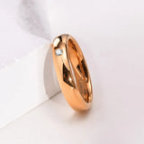 18k Gold Plated 4mm Zirconia Tungsten Rings For Women Men Wedding Bands Engagement Couple Rings Anniversary Jewelry