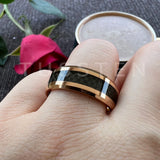 Excellent Shiny Bevel Edges 8MM Black Carbon Fiber Ring Classic Tungsten Comfort Fit Wedding Band For Men Women