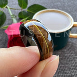 Whisky Barrel Oak Wood Guitar String Inlay 8mm Men, Women Tungsten Carbide Rings - Bridegroom Trendy Wedding Bands