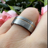 Terrific Offset Groove Brushed Finish 6mm 8mm Mens Womens Tungsten Carbide Ring Comfort Fit Wedding Bands