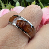 Dark Wood Inlay Domed Polished 8mm 6mm 4mm Men Women Tungsten  Comfort Fit Wedding Band Fashion Jewelry Ring
