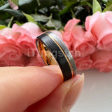 Terrific Offset Groove Brushed Finish 6mm 8mm Mens Womens Tungsten Carbide Ring Comfort Fit Wedding Bands