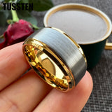 Classic Stepped Beveled Great Workmanship Big 10MM Mens Tungsten Wedding Bands Ideal  Fathers' Day Gift Jewelry