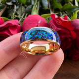 Very Beautiful Domed Polished Bright Opal 8mm Men Women Tungsten Comfort Fit Engagement Wedding Band