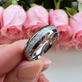 Awesome Meteorite Inlay 6mm 8mm Tungsten Carbide Ring for Men Women - Engagement Wedding Band Fashion Jewelry