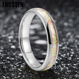 High Quality Pink Color Opal 4MM Nice Women Tungsten Comfort Fit Engagement Wedding Band - Trendy Jewelry