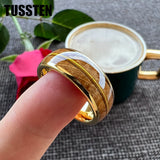 Whisky Barrel Oak Wood Guitar String Inlay 8mm Men, Women Tungsten Carbide Rings - Bridegroom Trendy Wedding Bands