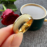 Super Sandblasted Gold 6/8MM Tungsten Ring for Men and Women Fashion Comfortable Fit Engagement Wedding Band