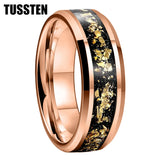 Awesome Gold Foil Inlaid 6/8MM Tungsten Men's and Women's Comfortable Fit Wedding Rings