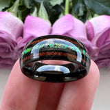 Fashion 8MM With Multicolor Opal and Koa Wood Inlay Men Women Domed Polished Tungsten Comfort Fit  Wedding Band