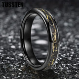 Pleasing Black Inlaid Gold Color Foil 4mm Tungsten Carbide Steel Rings  Wedding Ring for Men and Women Jewelry