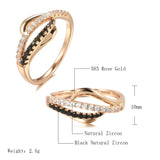 Brilliant Micro Inlay Black White AAA+ CZ Diamonds Fashion 14K Rolled Rose Gold  Rings - Personality Gothic Jewelry
