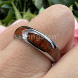 Dark Wood Inlay Domed Polished 8mm 6mm 4mm Men Women Tungsten  Comfort Fit Wedding Band Fashion Jewelry Ring