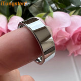Flat Polished 6mm 8mm Men Women Tungsten Carbide Wedding Band Fashion, Forever Comfort Fit Rings
