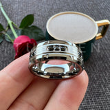 New Black CZ Inlay 8MM Cool Men's Women's Promise Wedding Band Tungsten Steel Combination Rings