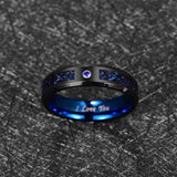 Gorgeous Inlaid Black Dragon 8mm Width 2.3MM Thick Fashion Men's Blue Tungsten Carbide Ring for Wedding