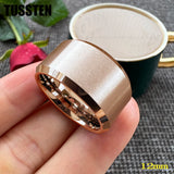 Super Beveled Edges Matte Finish Gold 10/12MM Tungsten Carbide Rings for Men Women, Fashion Engagement Wedding Bands