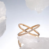 New Micro-wax Vintage Luxury Geometry Cross 14K Filled Rose Gold Rings AAA+ Cubic Zirconia Diamonds Fine Jewelry