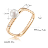 Designer Works Simple Square Pearl Ring For Women Filled Rose Gold of 14-Karat Purity Luxury Jewelry
