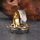 Golden Groove Frosted 8mm Gray Lot Flower Comfort Fit Tungsten Carbide Engagement Men's Women's Rings