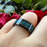 Trendy Galaxy Series Opal Inlay Polished Shiny 6mm 8mm Black Men Women Tungsten Engagement Wedding Band