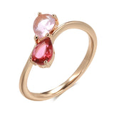 Golden Romantic Pink Filled 14K Rose Gold AAA Zircon Crystals Simple Slim Rings For Women Luxury Jewelry Gift