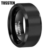 Beveled Edges Matte Finish Gold/Black Tone 10mm Tungsten Carbide Rings for Men Women Fashion Engagement Wedding Band