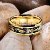 Awesome Gold Foil Inlaid 6/8MM Tungsten Men's and Women's Comfortable Fit Wedding Rings