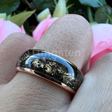 Polished Shiny Domed Sandblast Foil Inlay 8mm Tungsten Carbide Comfort Fit Wedding Bands Men/Women Fashion Jewelry