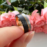 Terrific Offset Groove Brushed Finish 6mm 8mm Mens Womens Tungsten Carbide Ring Comfort Fit Wedding Bands