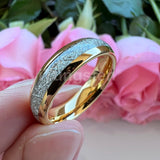 Awesome Meteorite Inlay 6mm 8mm Tungsten Carbide Ring for Men Women - Engagement Wedding Band Fashion Jewelry