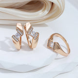 New Design Luxury Square AAA Cubic Zircon Diamonds Rolled Rose Gold of 14-Karat Purity Fine Jewelry Rings For Women