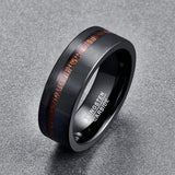 Fabulous 8MM Electroplated Black Matte Surface Acacia Tungsten Carbide Cool Men's Party Jewelry Wedding Bands